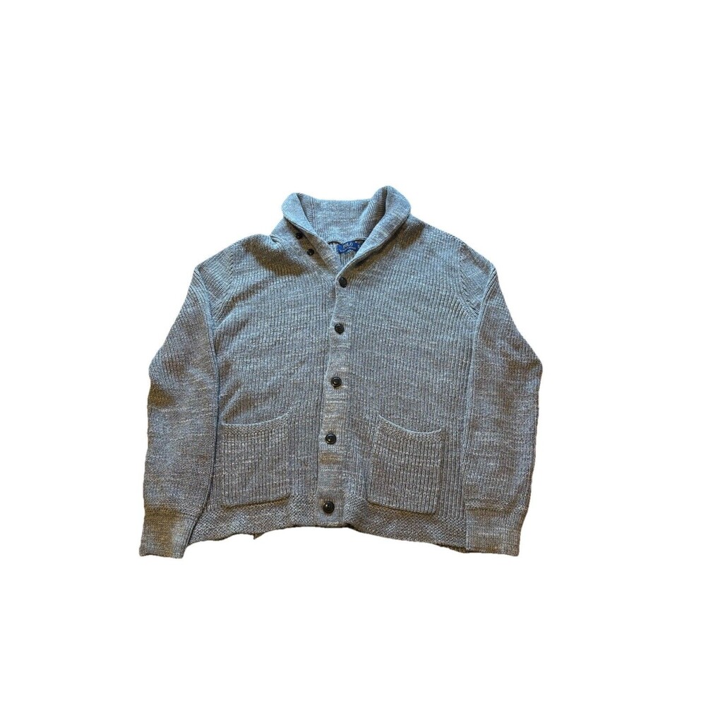 Polo Ralph Lauren Shawl Collar  Cardigan Sz XL Chunky Knit Gray
